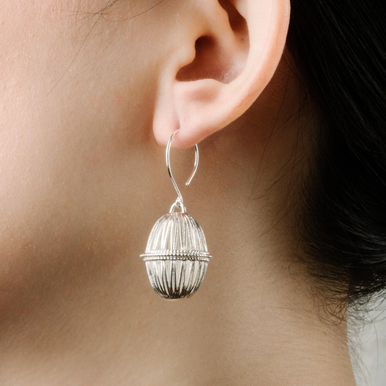 Silver Lantern Tribal Dangle Earrings – Handmade Ethnic Jewelry