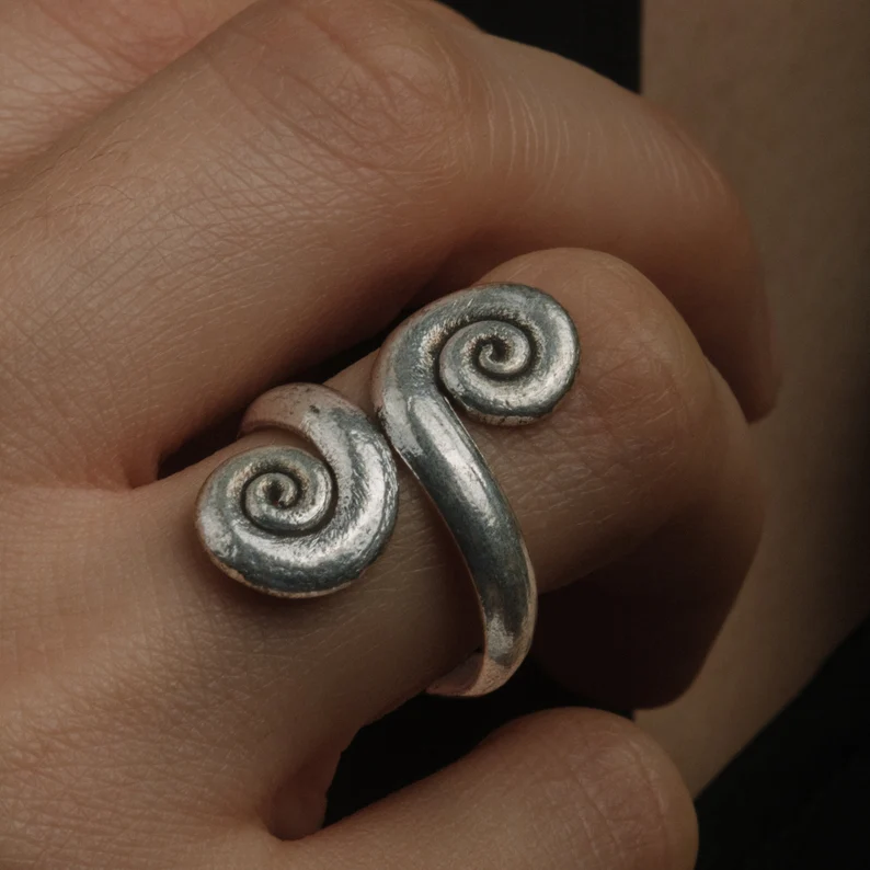 Spiral Silver Coil Ring – Chunky Swirl Design