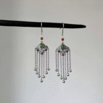 Sterling Silver Jade Tassel Earrings – Elegant Chinese Design - Image 4