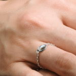 Adjustable Moonstone Chain Ring – Ethereal Silver Jewelry - Image 3