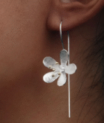 Silver Floral Dangle Earrings – Cute Flower Jewelry - Image 3