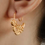 Gold-Colored Ornamental Ethnic Earrings – Traditional Handmade Jewelry - Image 3