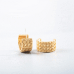 Gold Daisy Hoop Earrings – Wide Floral Design - Image 4