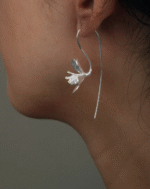 Silver Floral Dangle Earrings – Cute Flower Jewelry - Image 4