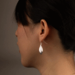 Abstract Silver Dangle Earrings – Teardrop & Nut Design - Image 4