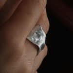 Chunky Textured Foil Silver Ring – Wide Band Statement - Image 4