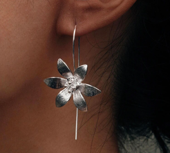 Silver Flower Earrings – Cute Floral Jewelry
