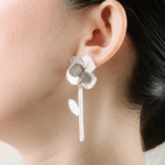 Geometric Flower Stud Earrings – Minimalist Floral Jewelry - Image 4